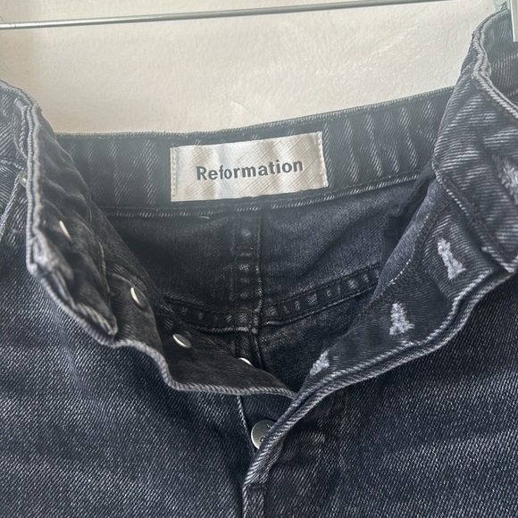 Reformation High Waist Cut Off Brooke Jean Shorts Size 28 Pacific black jorts - Picture 8 of 10